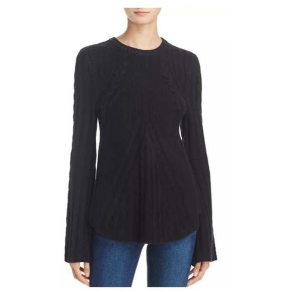 AQUA Cashmere Bell Sleeve Cable-Knit Cashmere Sweater - 100% Exclusive Size S - Picture 10 of 11